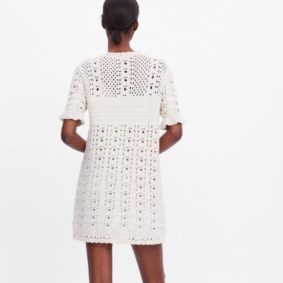 Zara Dresses Zara Cream Pointelle Knit Dress M Poshmark